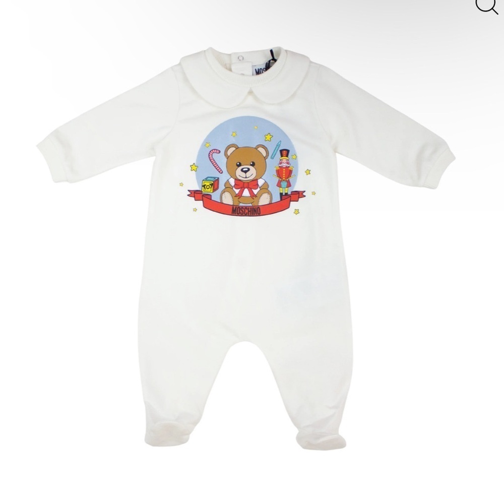 Moschino White Bear Graphic Kids Footie